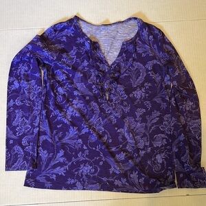Ann Taylor Loft Purple Floral 100 Cotton Long Sleeve Top. Size L. P/M/A1502